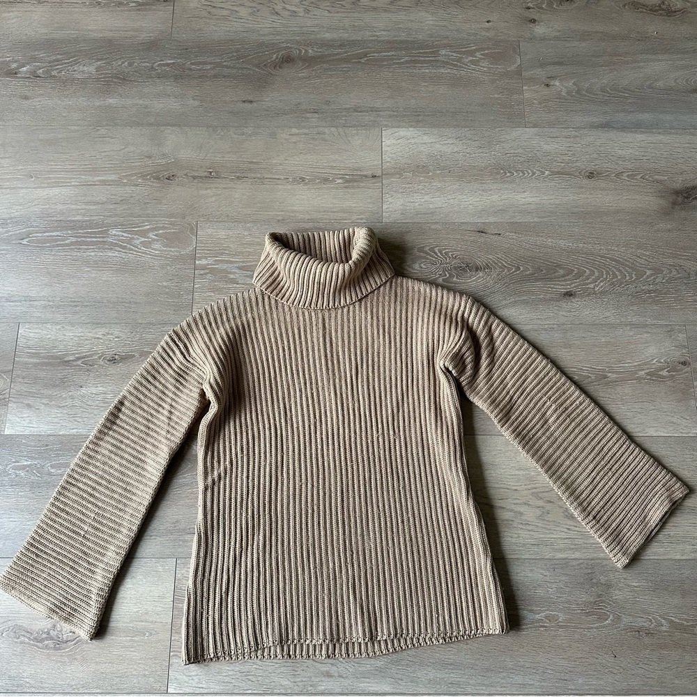 J. Crew Ribbed Turtleneck Sweater in Beige
